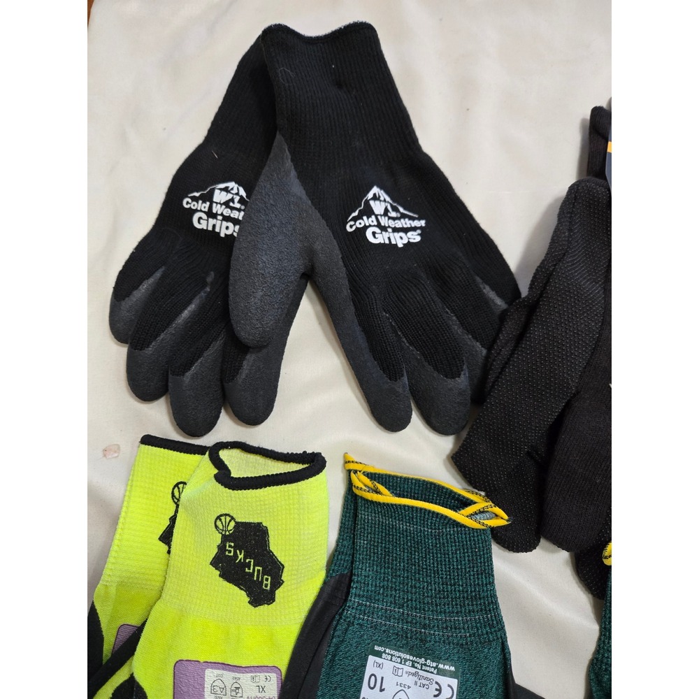 Lot of 5 Work Gloves MaxiFlex Cold Weather Grip Hi-Vis Utility Garden Mixed Size - Picture 2 of 5
